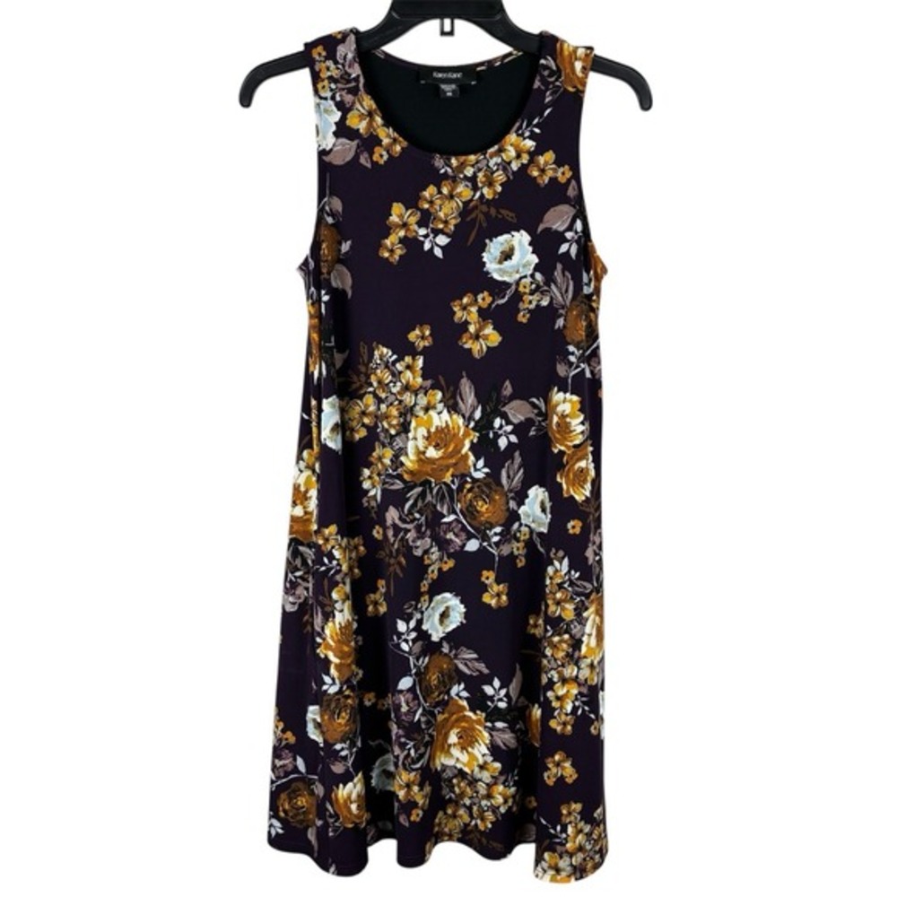 Karen Kane Sleeveless Grunge Dress Floral XS Purple Stretch Casual